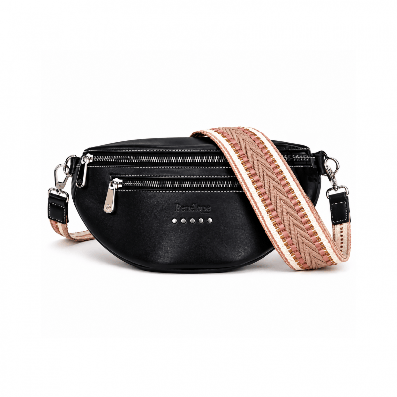Penelope - Double Zip Belt Bag - Black
