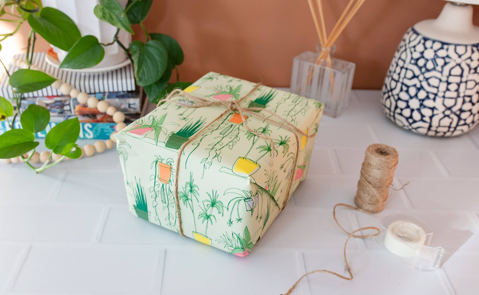 Steel Petal Press - House Plants Gift Wrapping Paper - Roll of 3 Sheets