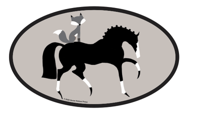 Horse Hollow Press - Oval Equestrian Horse Sticker:  Stylish Horse & Fox - Exceptional Equestrian