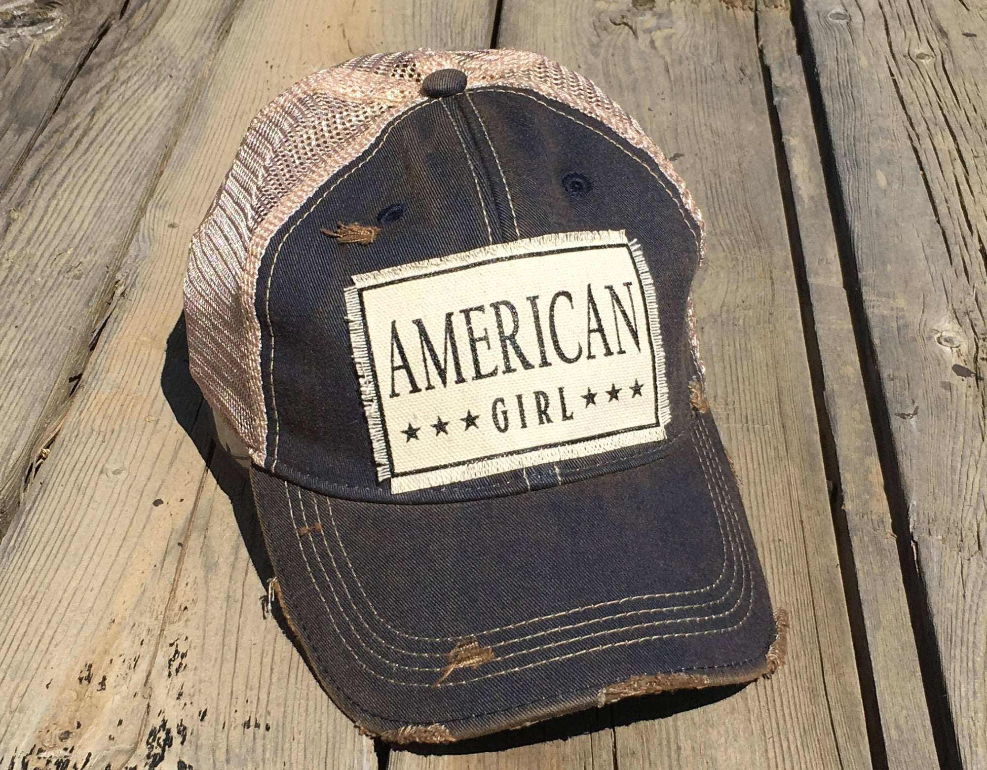 Vintage Life - American Girl Distressed Trucker Hat Baseball Cap