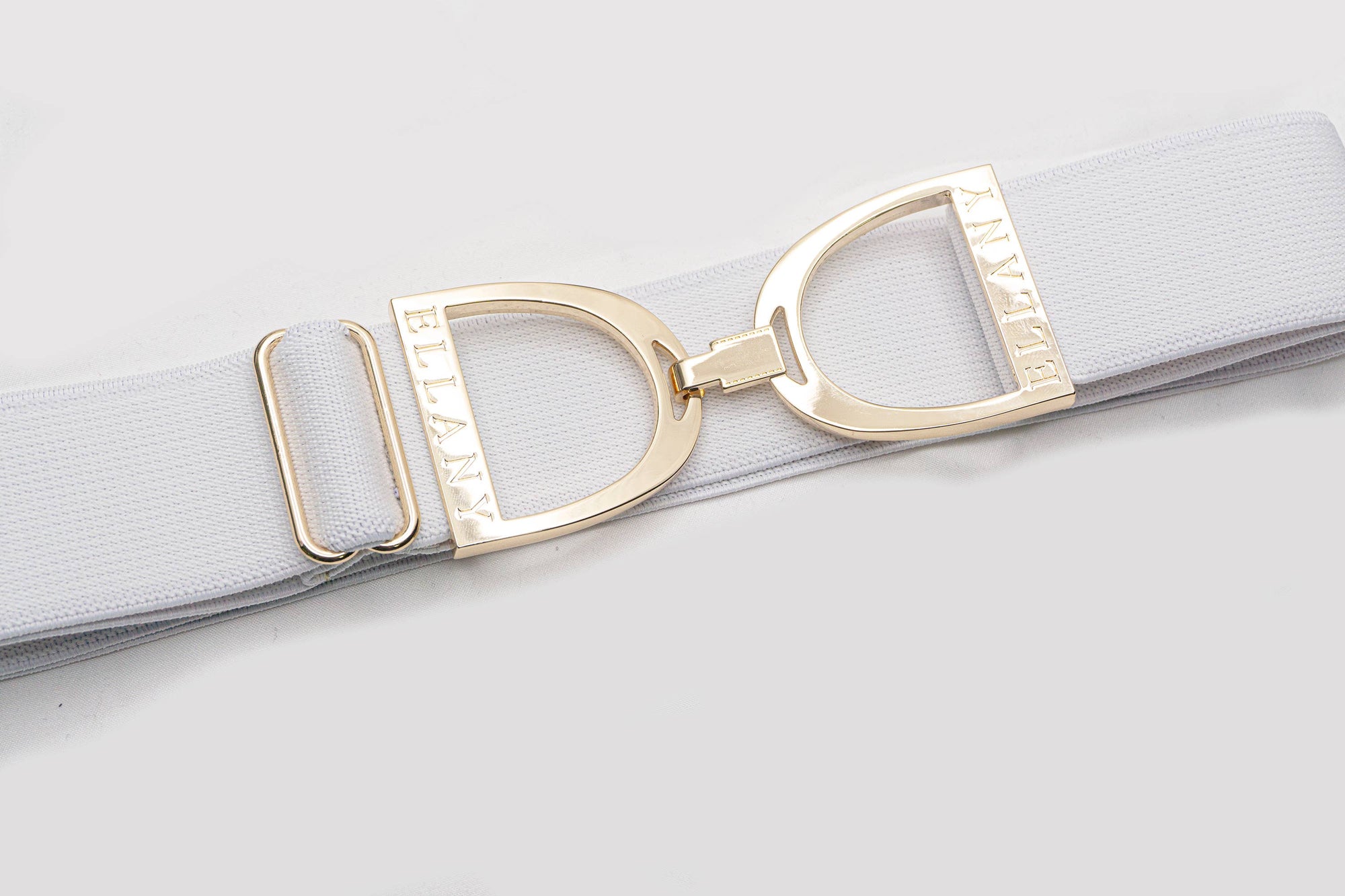 Huston x Ellany - White - 1.5" Gold Stirrup Elastic Belt