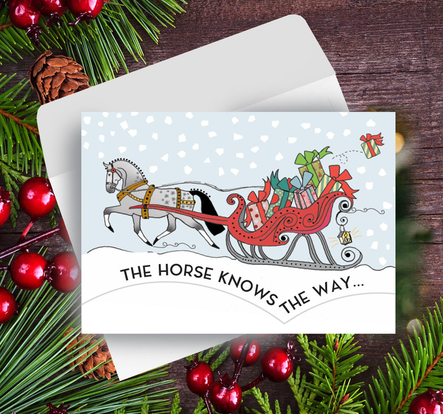 Horse Hollow Press - Horse Christmas Card / Santa Knows / Holiday Greeting Card