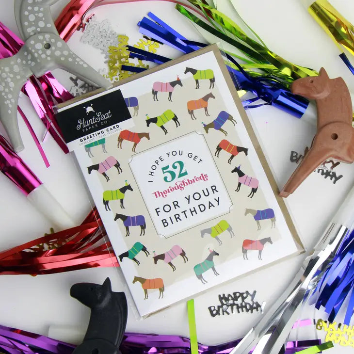 Hunt Seat Paper Co. - 52 Thoroughbreds Horse Birthday Card For Equestrians