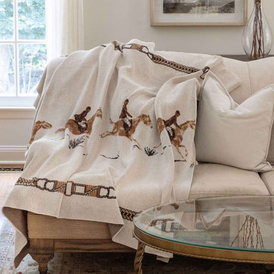 In2Green - Equestrian Full Gallop - Cotton Sustainable Knit Traditional Throw Blanket