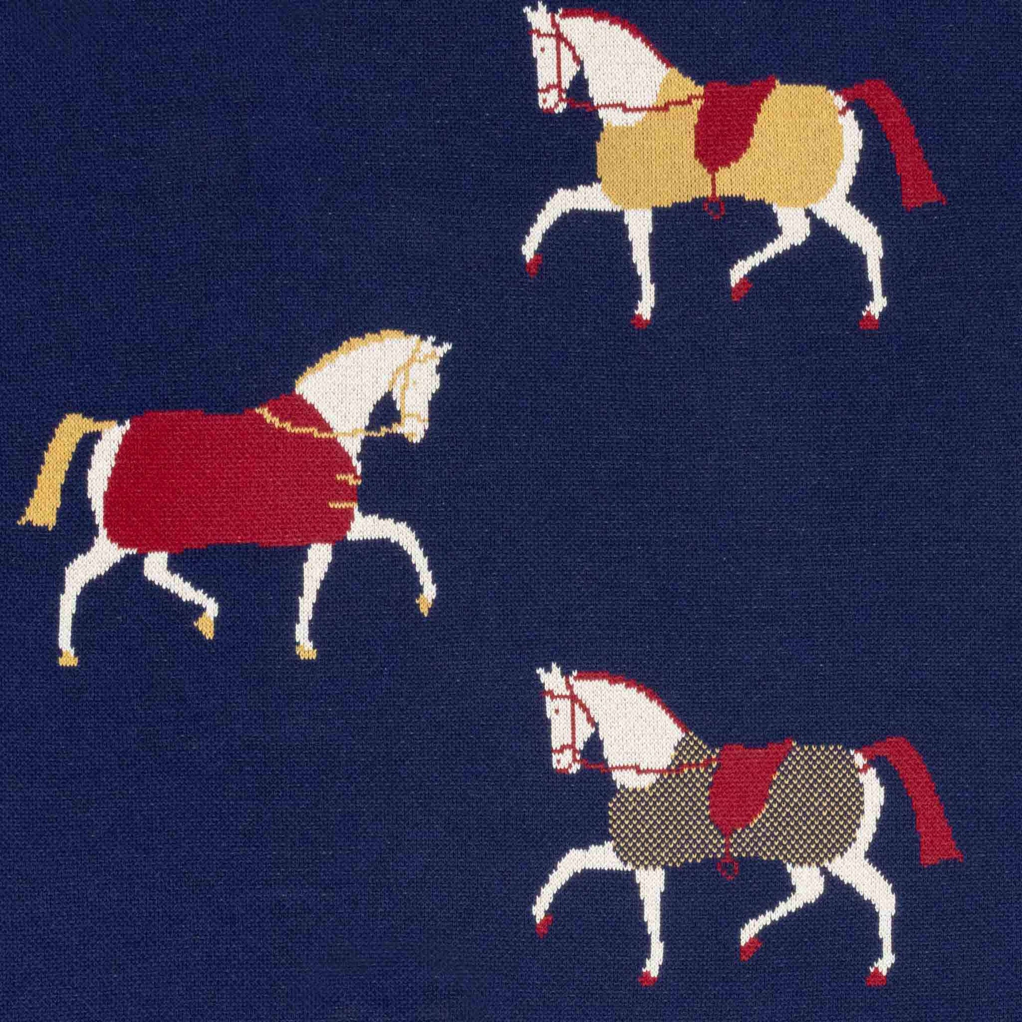 In2Green - Equestrian Cavalcade - Cotton Sustainable Knit Traditional Throw Blanket