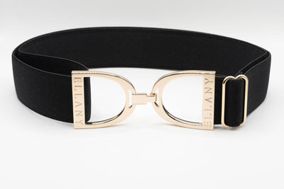 Huston x Ellany - Black - 1.5" Gold Stirrup Equestrian Elastic Belt