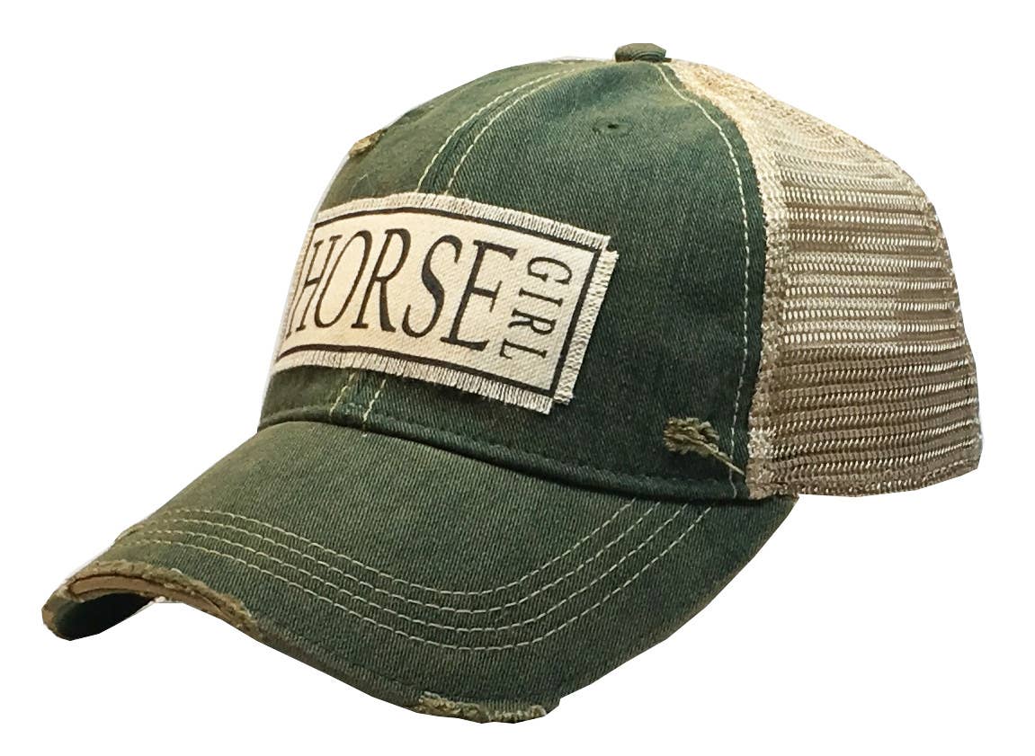 Vintage Life - Horse Girl Distressed Trucker Cap - Green