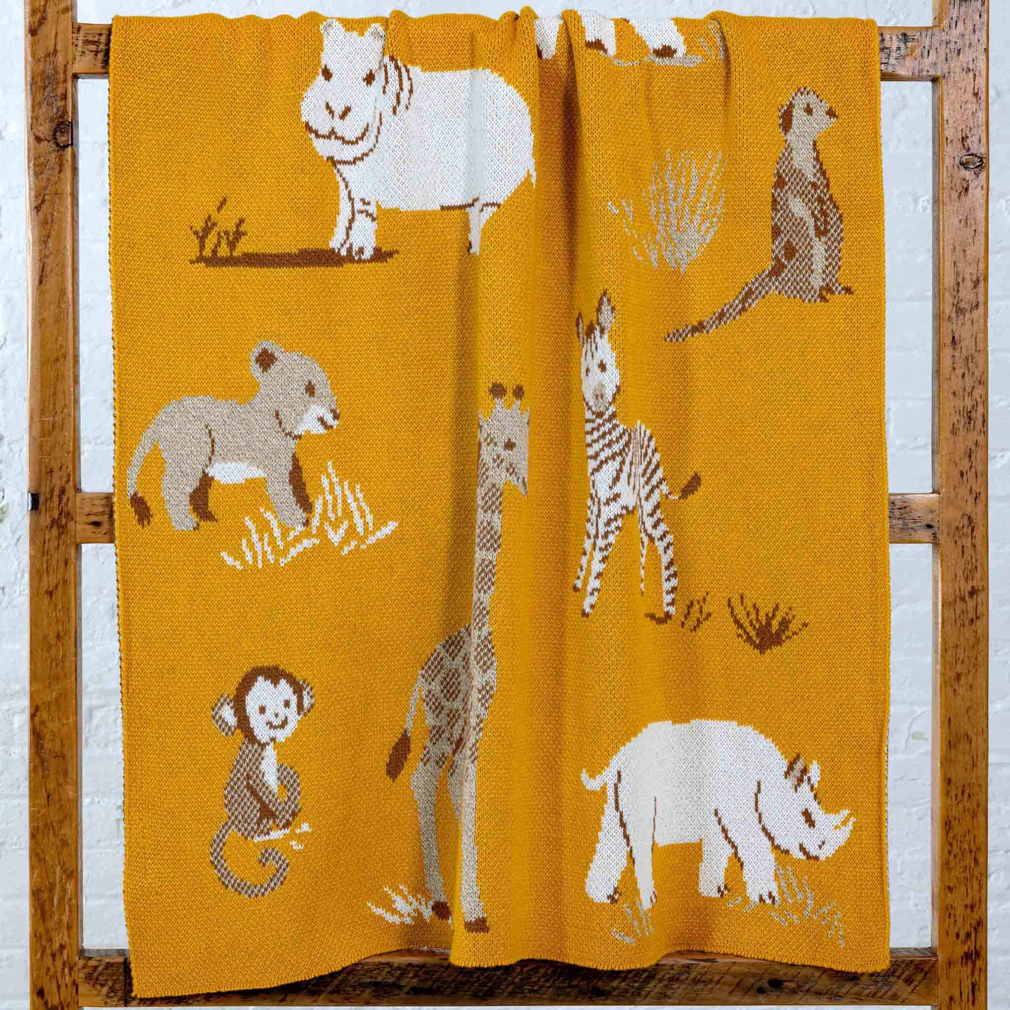 In2Green - Baby Safari  - Cotton Sustainable Knit Animal Blanket