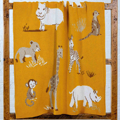 In2Green - Baby Safari  - Cotton Sustainable Knit Animal Blanket