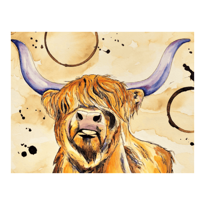 Forever Caroline - Whimsical Highland Cow Notecard | Cute Animal Card