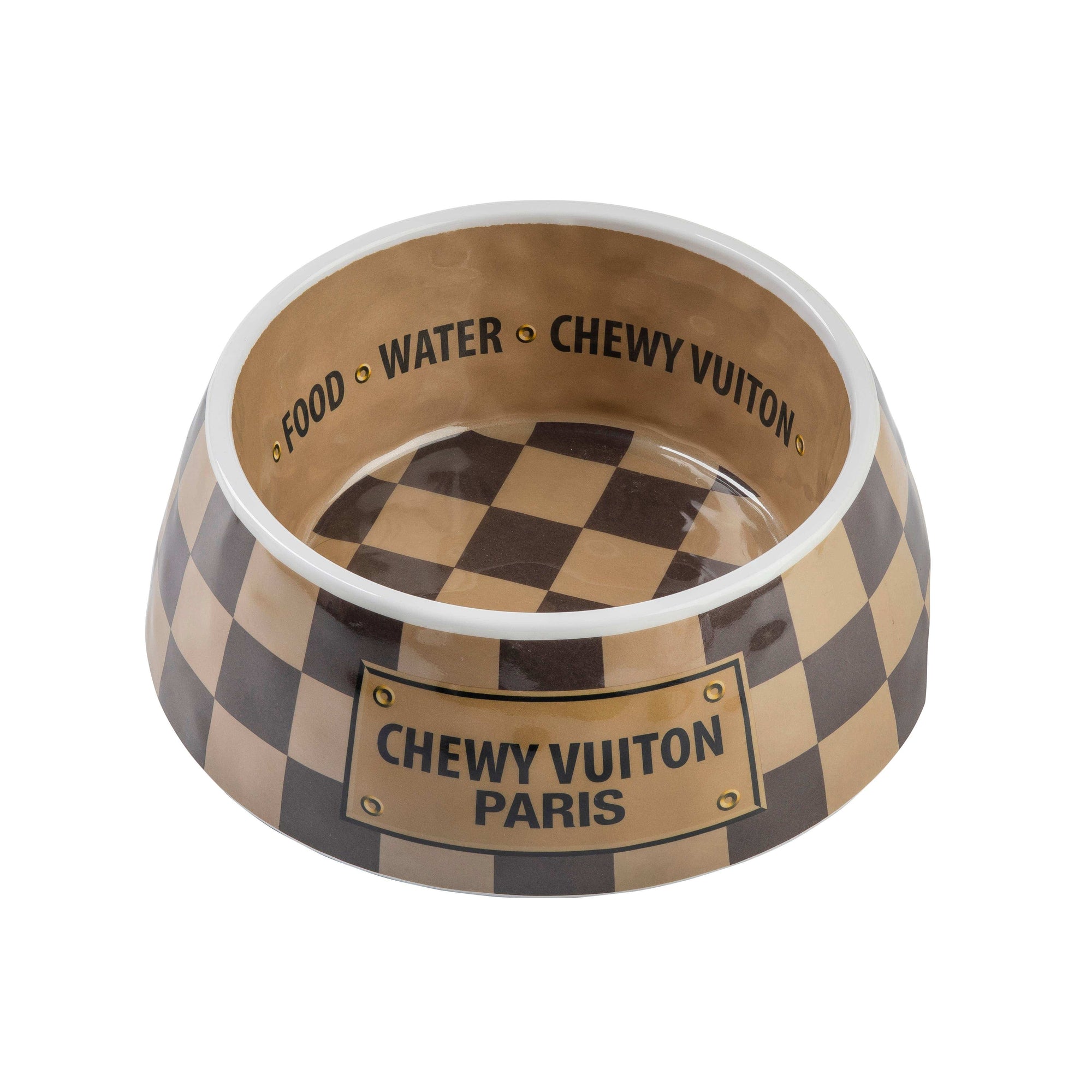 Haute Diggity Dog - Checker Chewy Vuiton Bowl - 3 Sizes!! Dog Bowls - Exceptional Equestrian