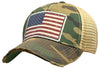 Vintage Life - American Flag USA Distressed Camo Trucker Hat Baseball Cap - Exceptional Equestrian 