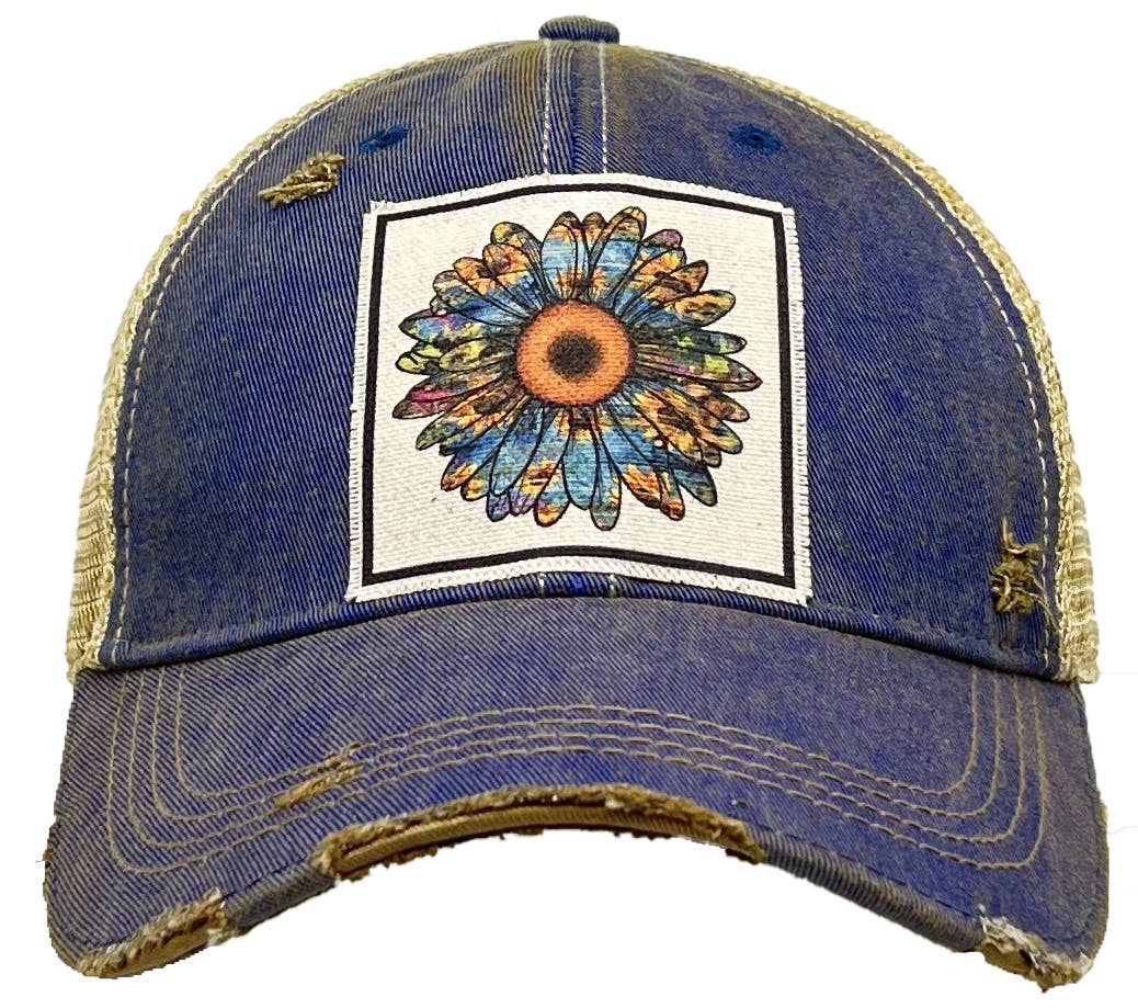 Vintage Life - Flower Vintage Distressed Women's Trucker Hat Baseball Cap