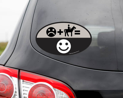 Horse Hollow Press - Oval Equestrian Horse Sticker: Frown + Ride = Smile - Exceptional Equestrian