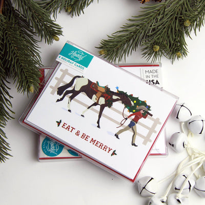 Hunt Seat Paper Co. - Eat + Be Merry Western Cowgirl Christmas Card - Exceptional Equestrian