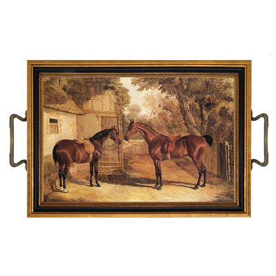 Madison Bay Co. - Historical Home Decor Reproductions - Saddled Horse Tray w/ Brass Handles