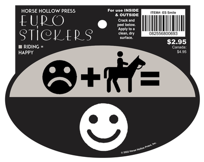 Horse Hollow Press - Oval Equestrian Horse Sticker: Frown + Ride = Smile - Exceptional Equestrian