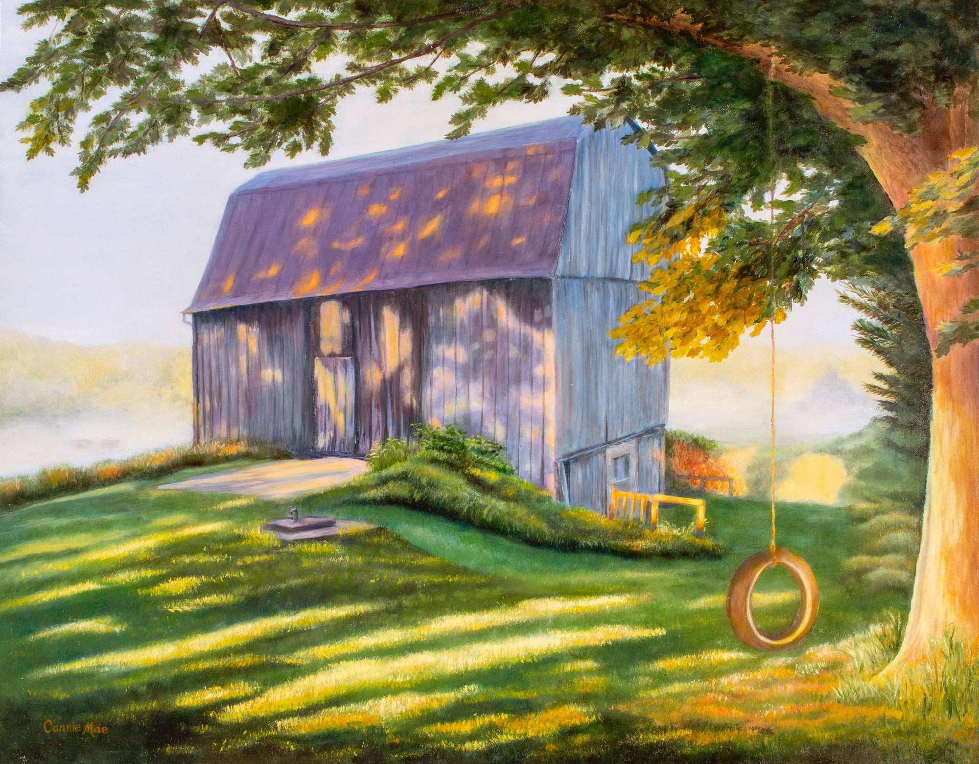 Forever Caroline - Farm w/ Rustic Barn & Tire Swing All-Occasion Blank Card