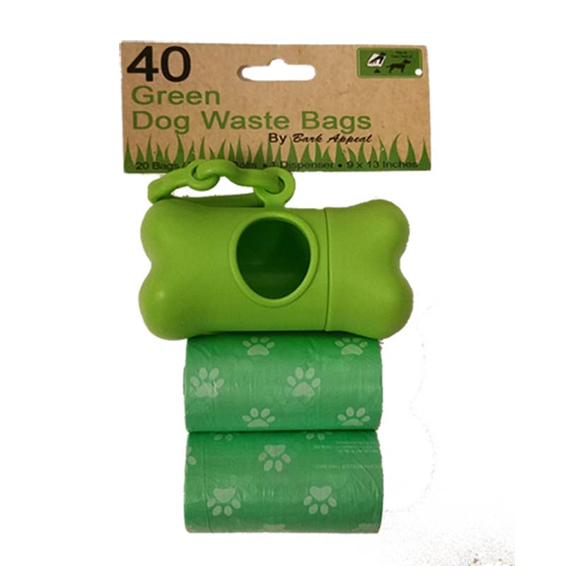 Bark Appeal Inc. - 2 Pack 40 Green Waste bags With Dispenser - Exceptional Equestrian