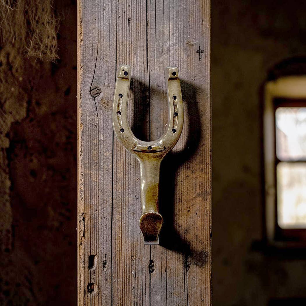 Madison Bay Co. - Historical Home Decor Reproductions - Antiqued Solid Brass Horse Shoe Hook Hanger | Home Accents