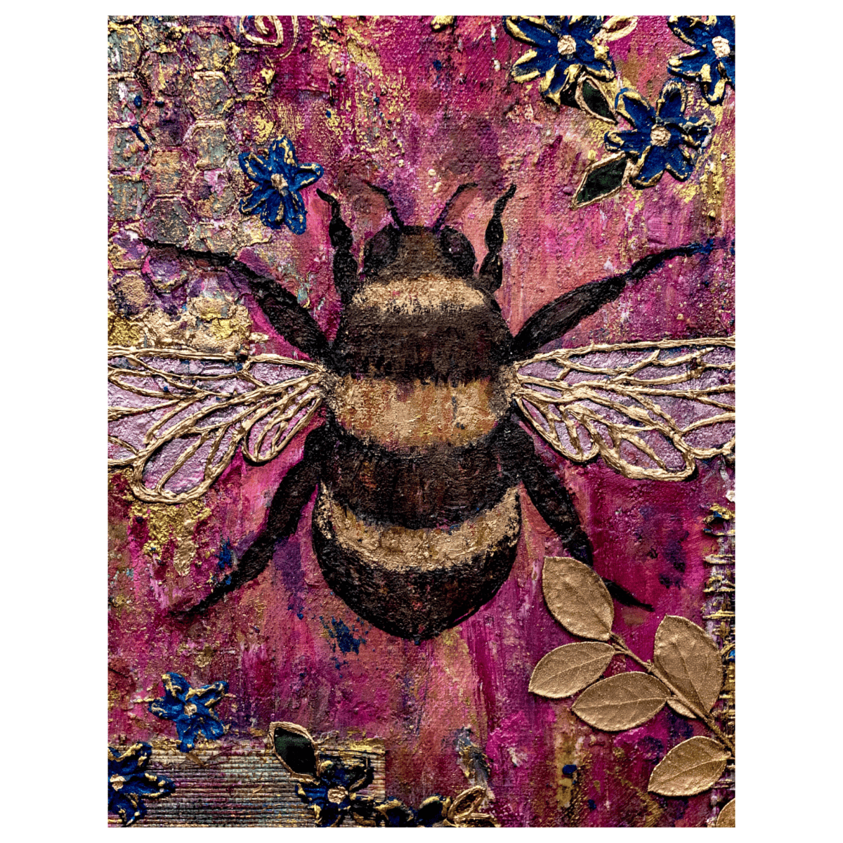 Forever Caroline -  Bumblebee Beauty - Mixed Media Bee Blank Greeting Card