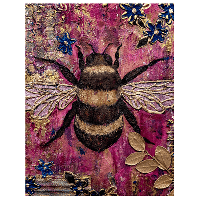 Forever Caroline -  Bumblebee Beauty - Mixed Media Bee Blank Greeting Card