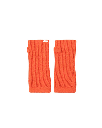 orange mittens DADA side label is subtly sewn on the right mitten as a signature