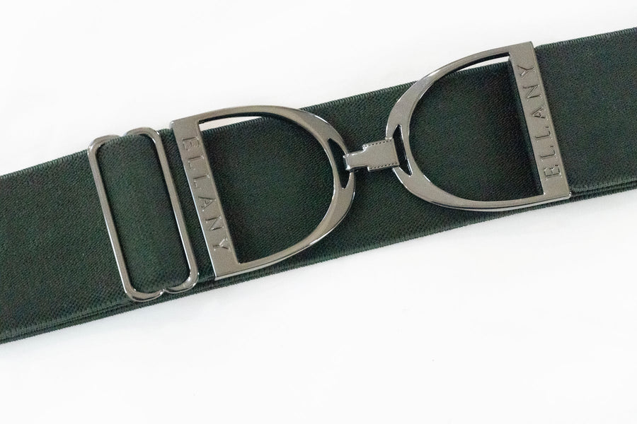 ELLANY - Forest - 2" Gunmetal Stirrup Elastic Belt