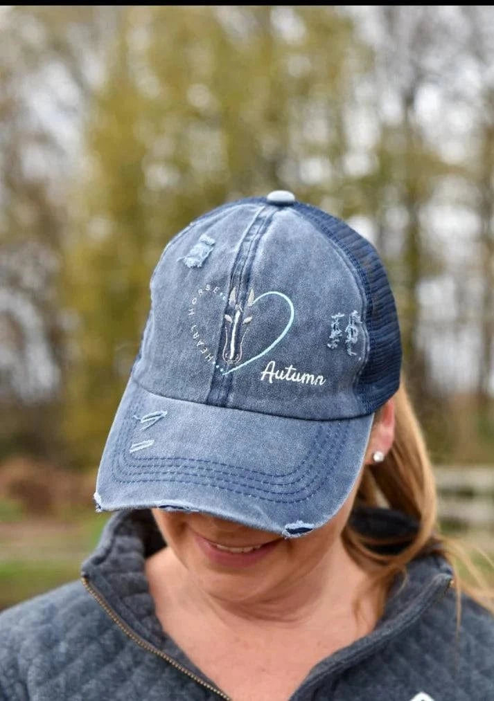 Heart Horse Distressed Trucker Hat - Exceptional Equestrian