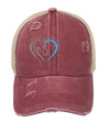 Heart Horse Distressed Trucker Hat