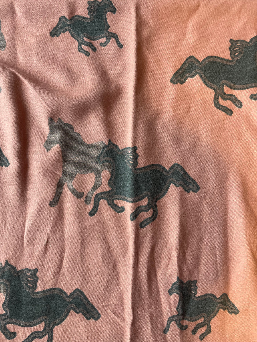 Pesazia Grey & Pink Horses Scarf