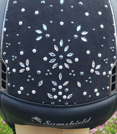 Exclusive Samshield Miss Shield Helmet with Top Pearl Drops - Black
