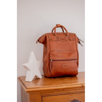 Pénélope - Leather City Backpack Medium Model - Brandy