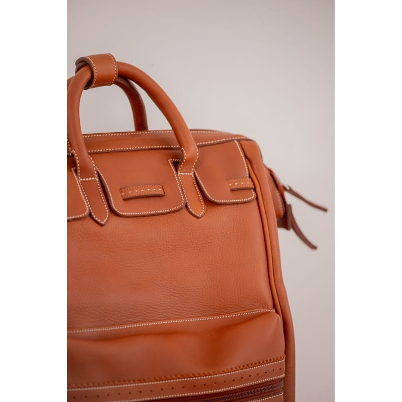 Pénélope - Leather City Backpack Medium Model - Brandy