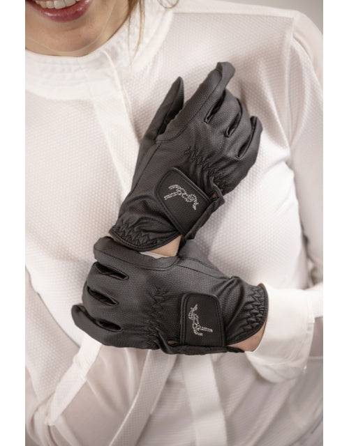 Penelope - Prisma Strass Gloves - Black - Exceptional Equestrian