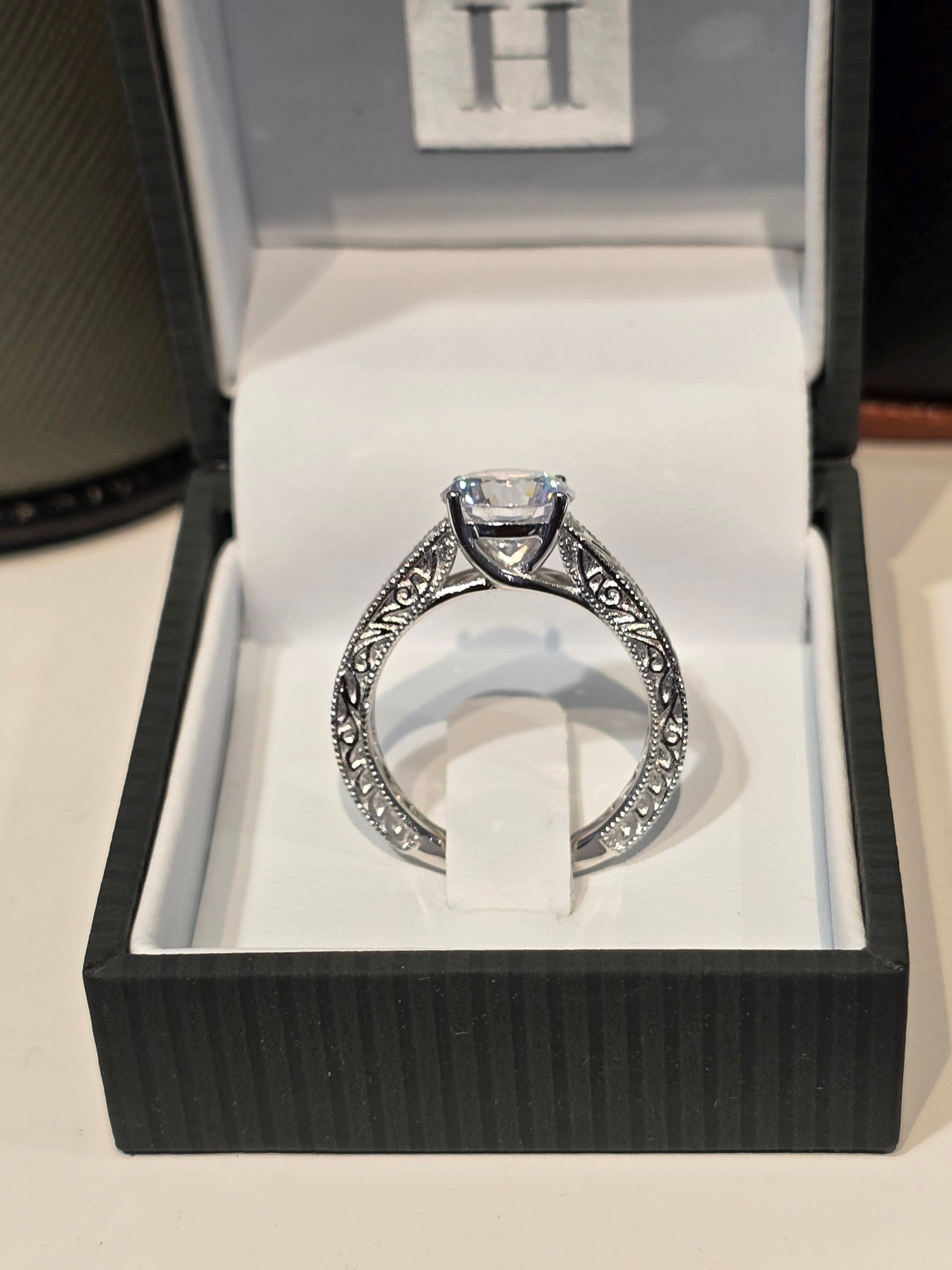 Kelly Herd Engraved Engagement Ring