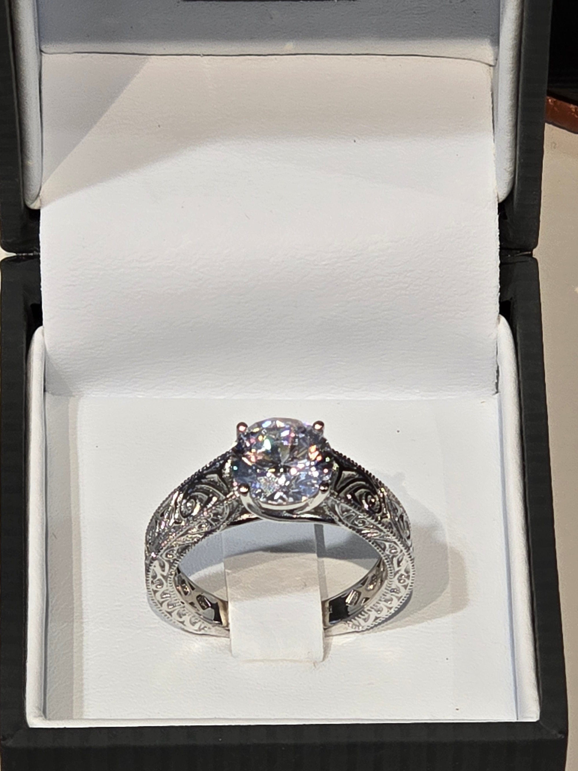 Kelly Herd Engraved Engagement Ring