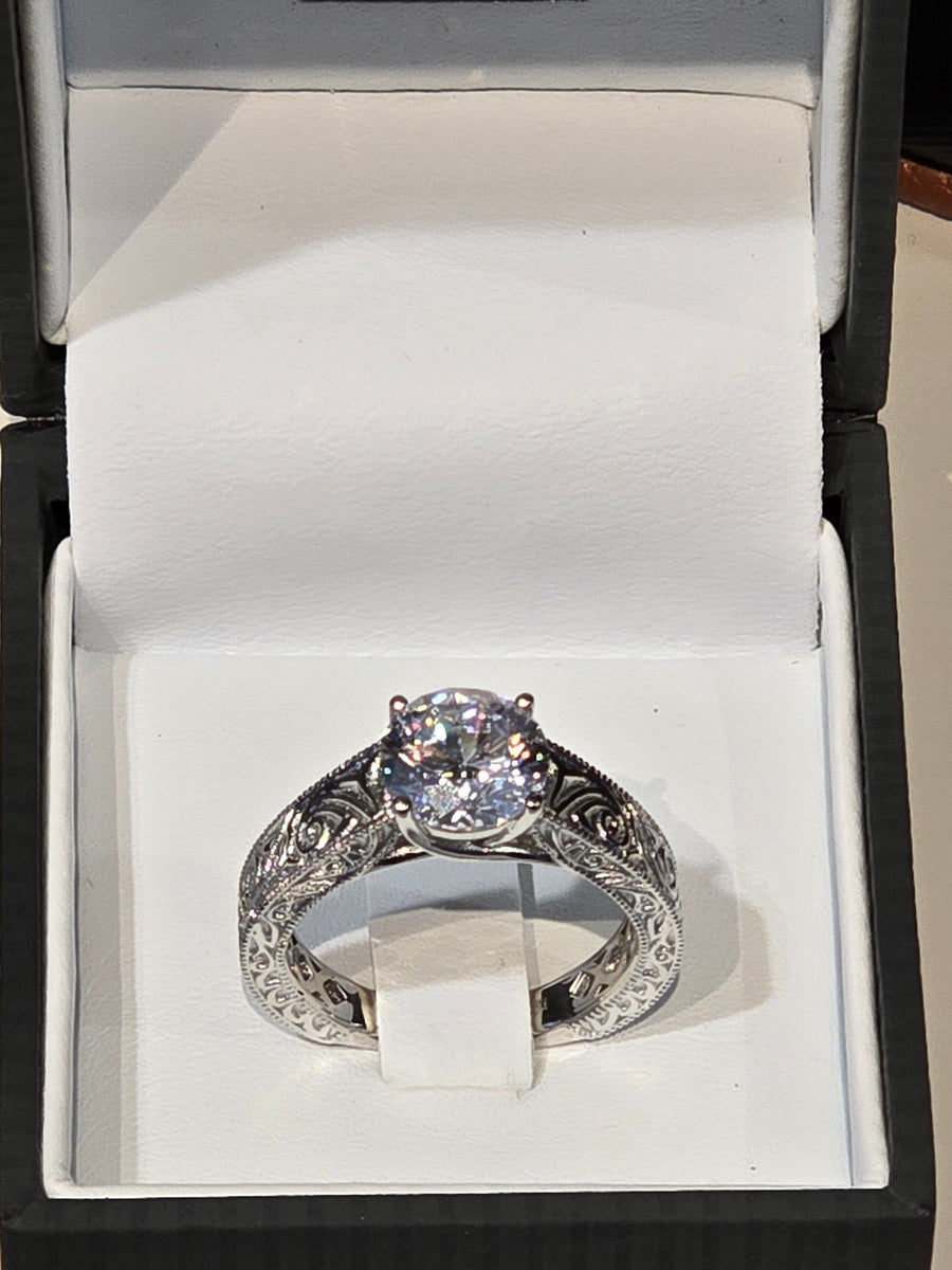 Kelly Herd Engraved Engagement Ring
