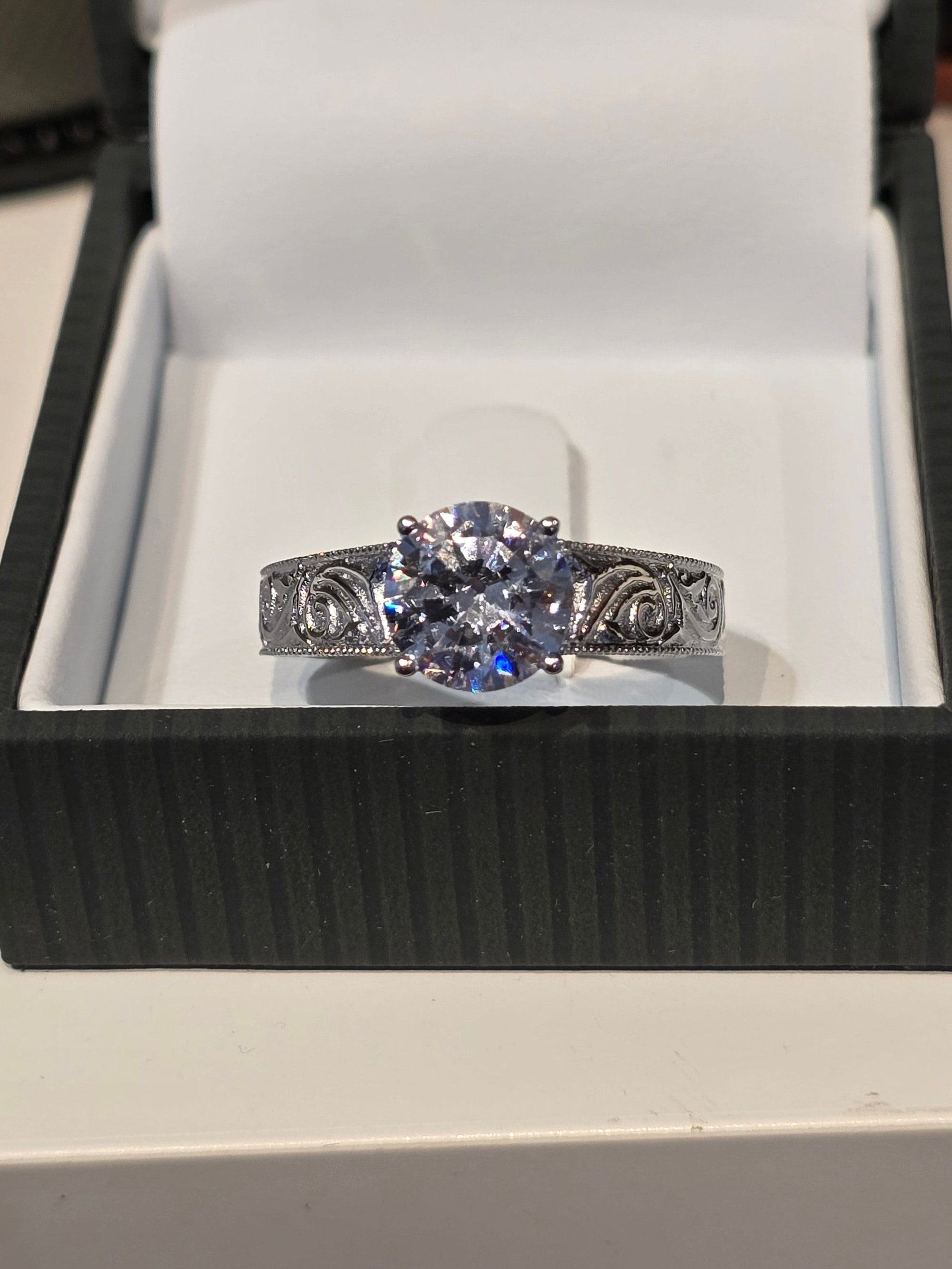 Kelly Herd Engraved Engagement Ring
