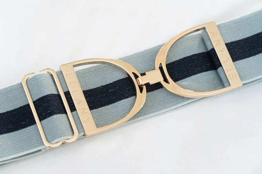 ELLANY - SAGE STRIPES - 2" GOLD STIRRUP ELASTIC BELT - Exceptional Equestrian 