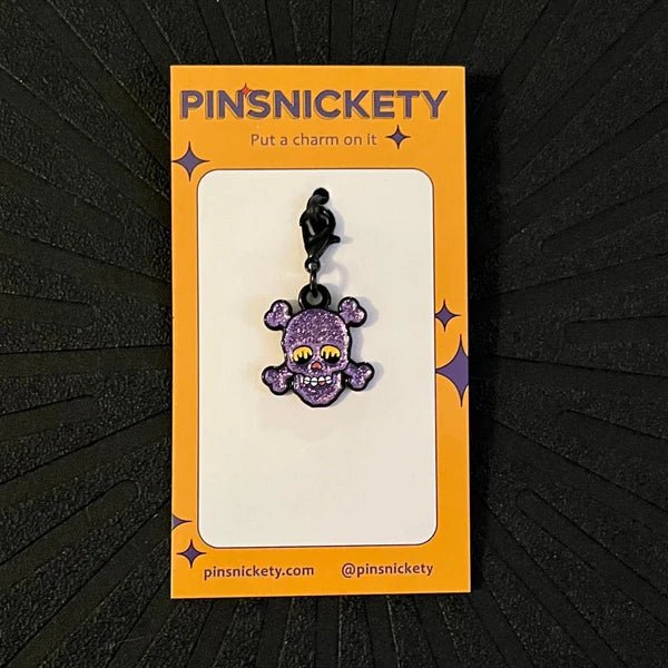 Pinsnickety - Skull (Purple Glitter) Charm
