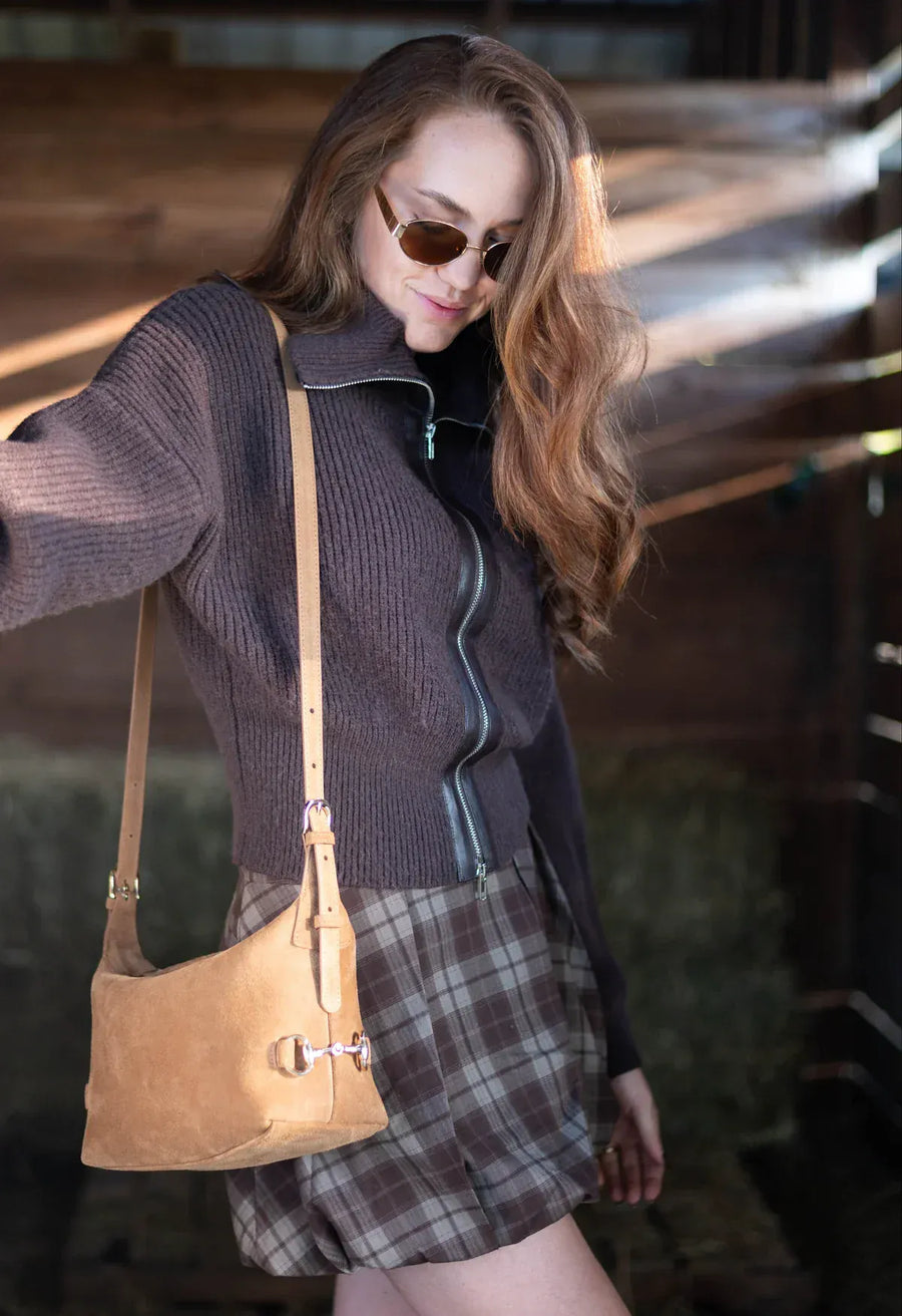 TUCKER TWEED - Bethany Bit Bag Suede- Limited Edition Milk Chocolate