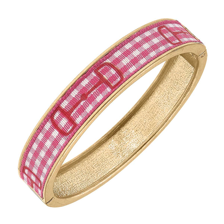 CANVAS Style - Lindsey Gingham Horsebit Bangle in Pink
