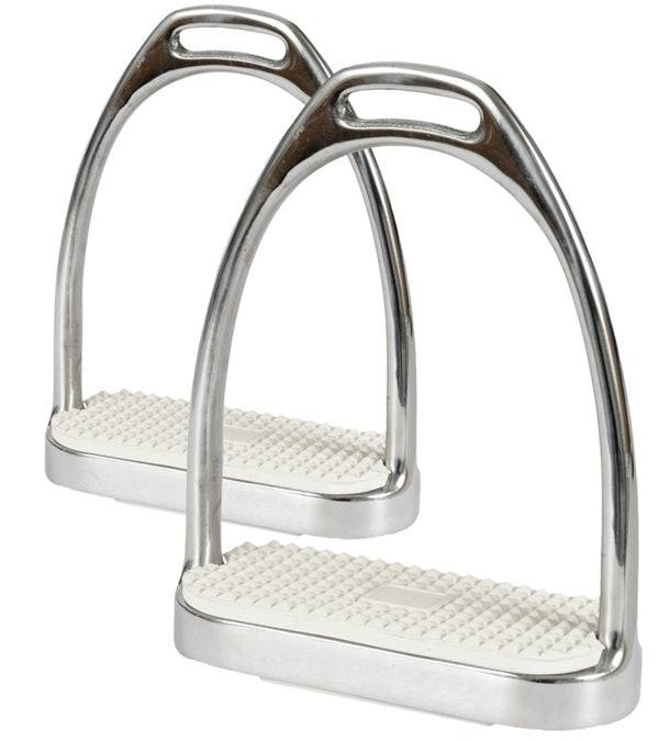 Jacks Imports Stainless Steel Fillis Stirrups with White Pads - Exceptional Equestrian