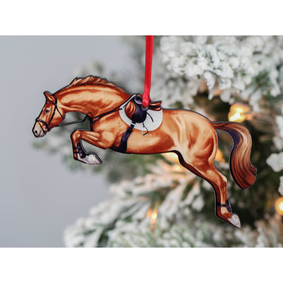 Classy Equine Jumping Horse Ornament - Chestnut Jumper