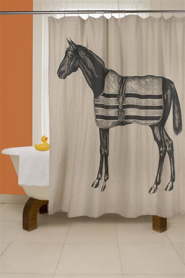 ThomasPaul - Equestrian Shower Curtain-Charcoal - Exceptional Equestrian