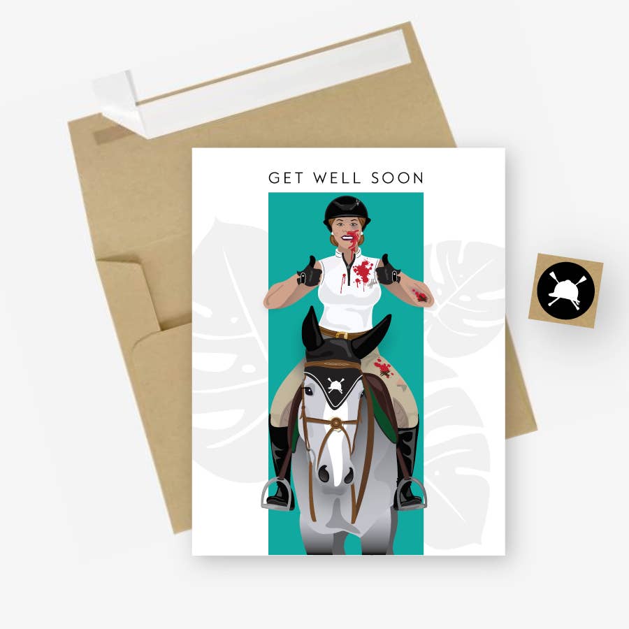 Hunt Seat Paper Co. - Get Well Soon Equestrian Horse Greeting Card - Exceptional Equestrian