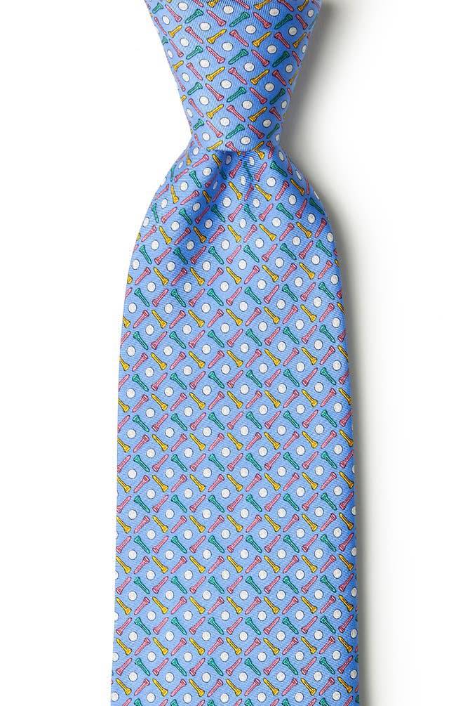 Alynn - Golf Balls and Tees Tie -  Blue Silk - Exceptional Equestrian