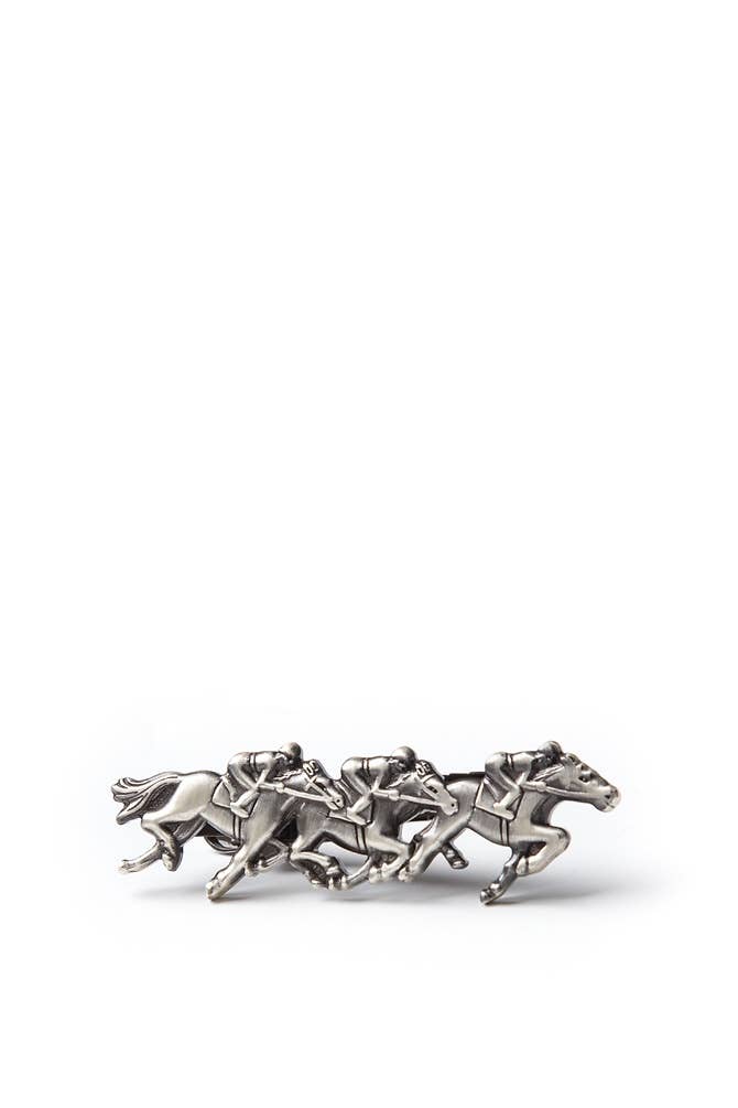 Alynn - Race Day Tie Bar -  Antiqued Silver Metal - Exceptional Equestrian