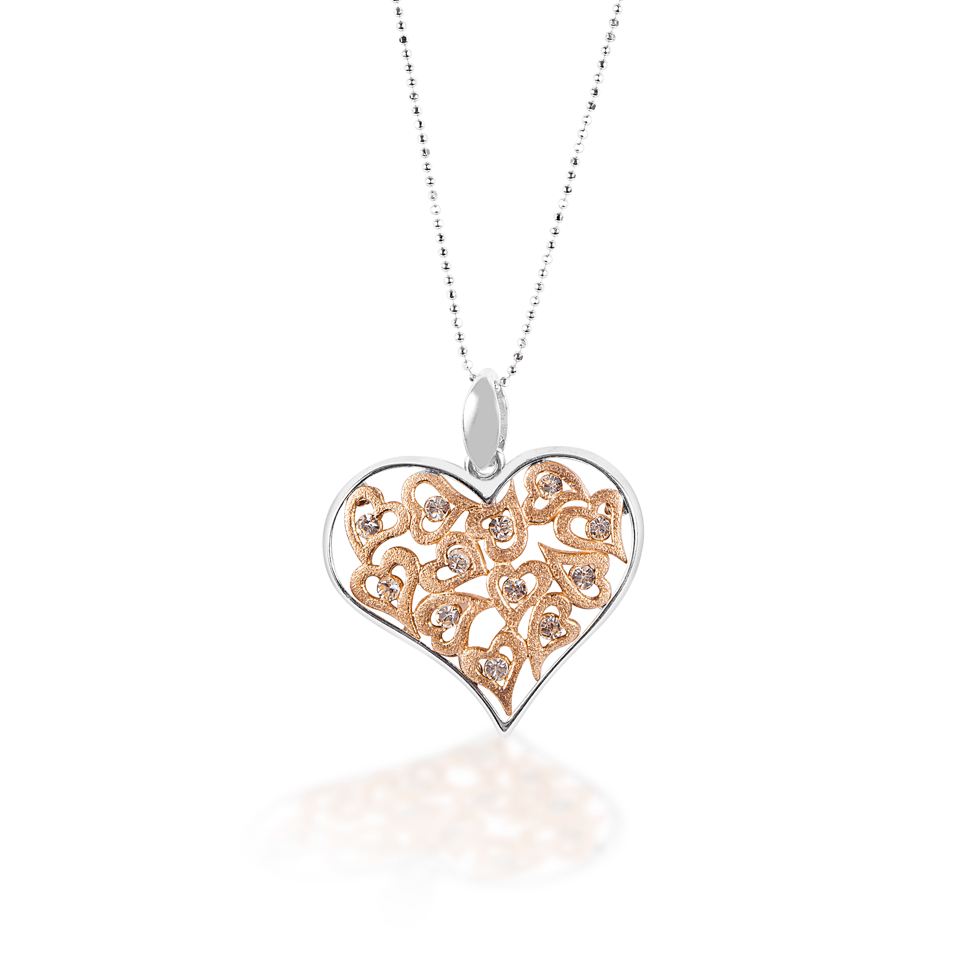 KELLY HERD CLEAR & ROSE GOLD MULTI-HEART PENDANT - STERLING SILVER - Exceptional Equestrian